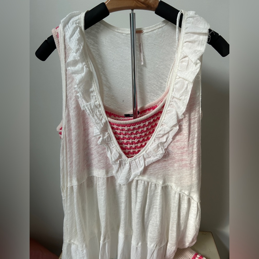 NWT small white ruffle shirt, could be coverup as styled, or layered